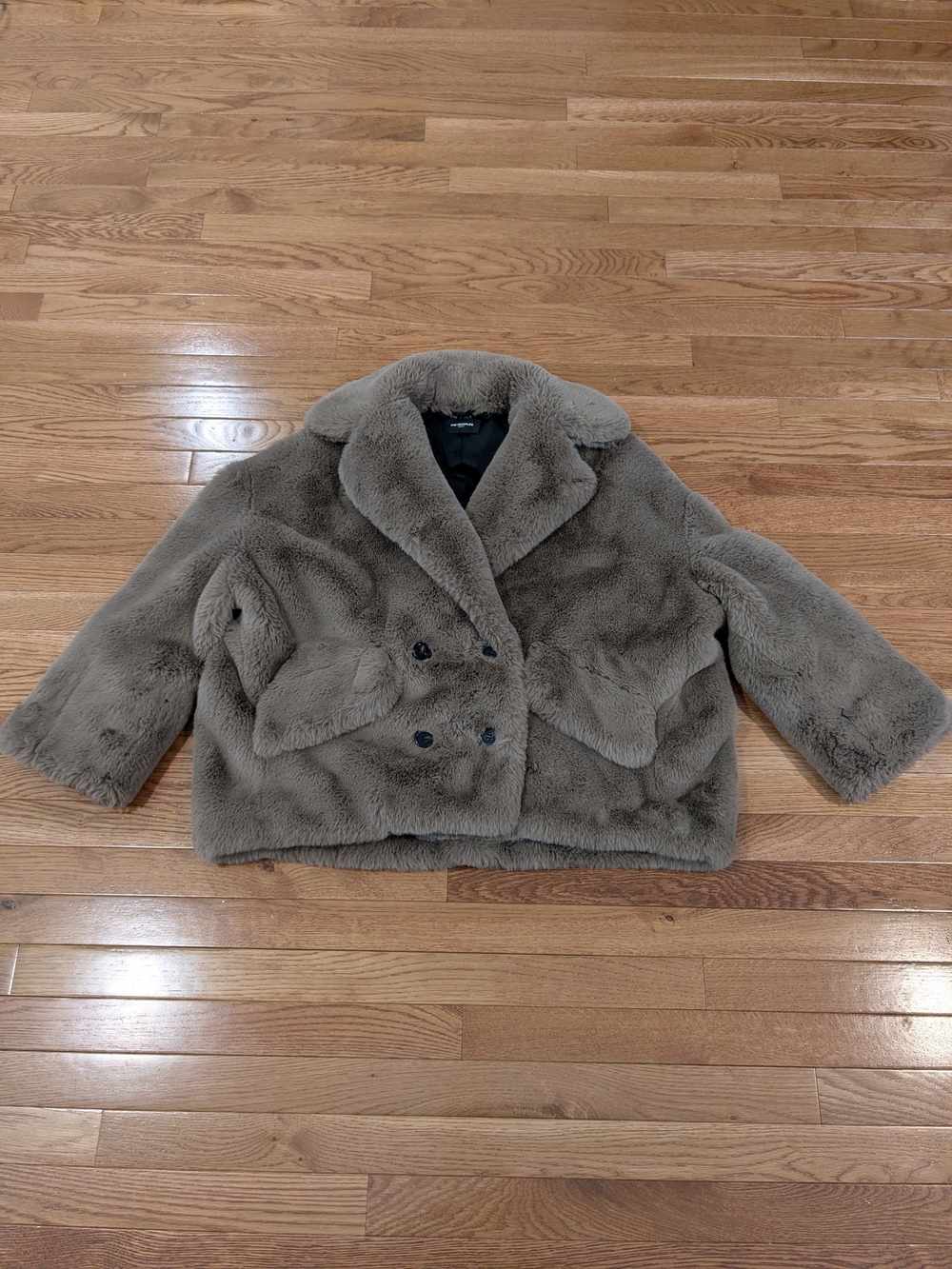 The Kooples Brown Faux Fur Coat One Size